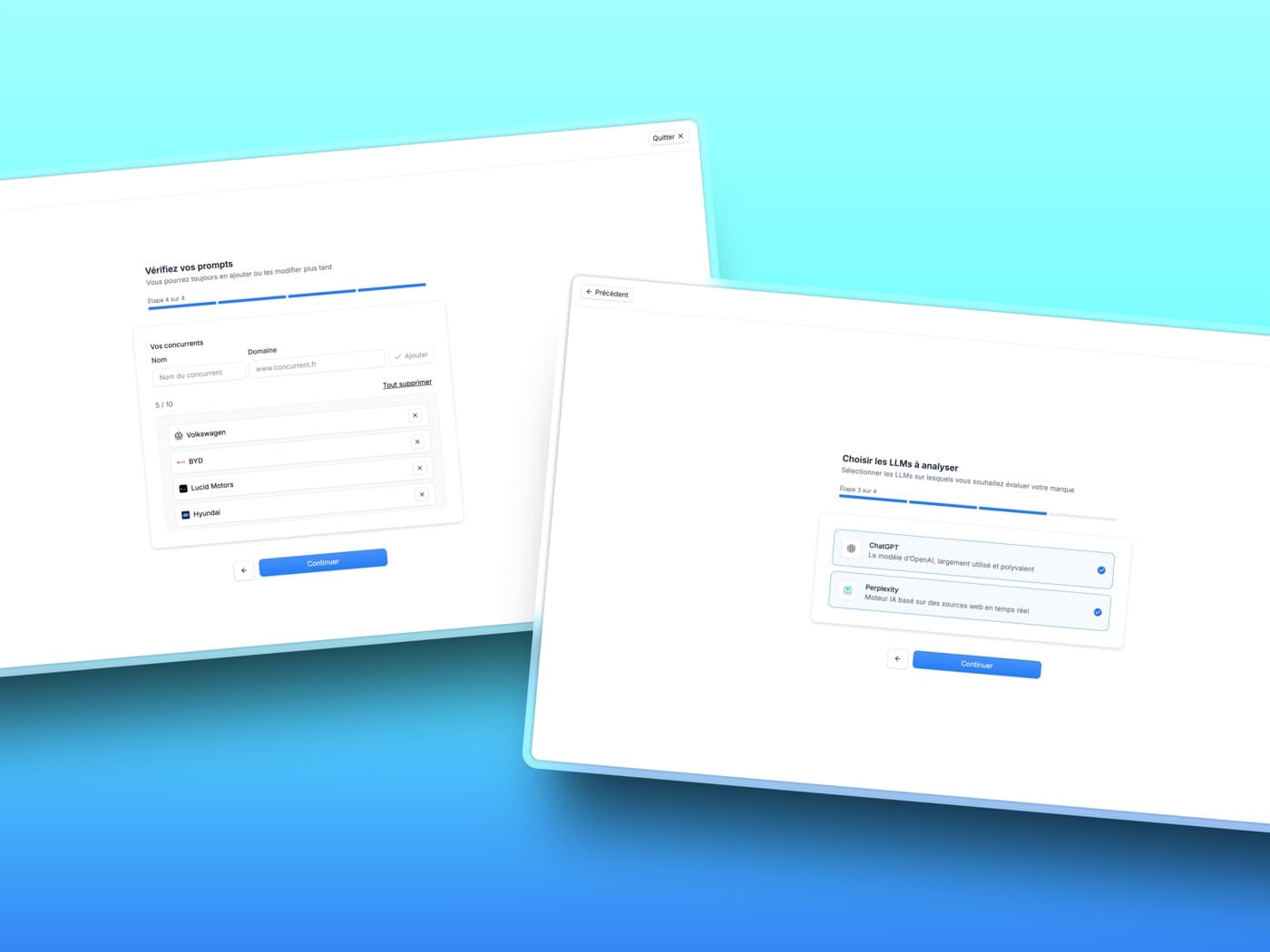 Onboarding : vérification des prompts et sélection des LLMs à analyser